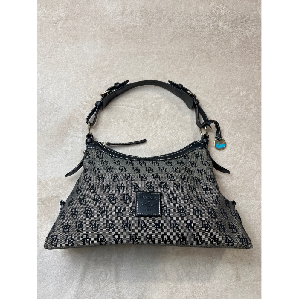 Dooney & Bourke Monogram Canvas Shoulder Bag Women's Black and Gray
